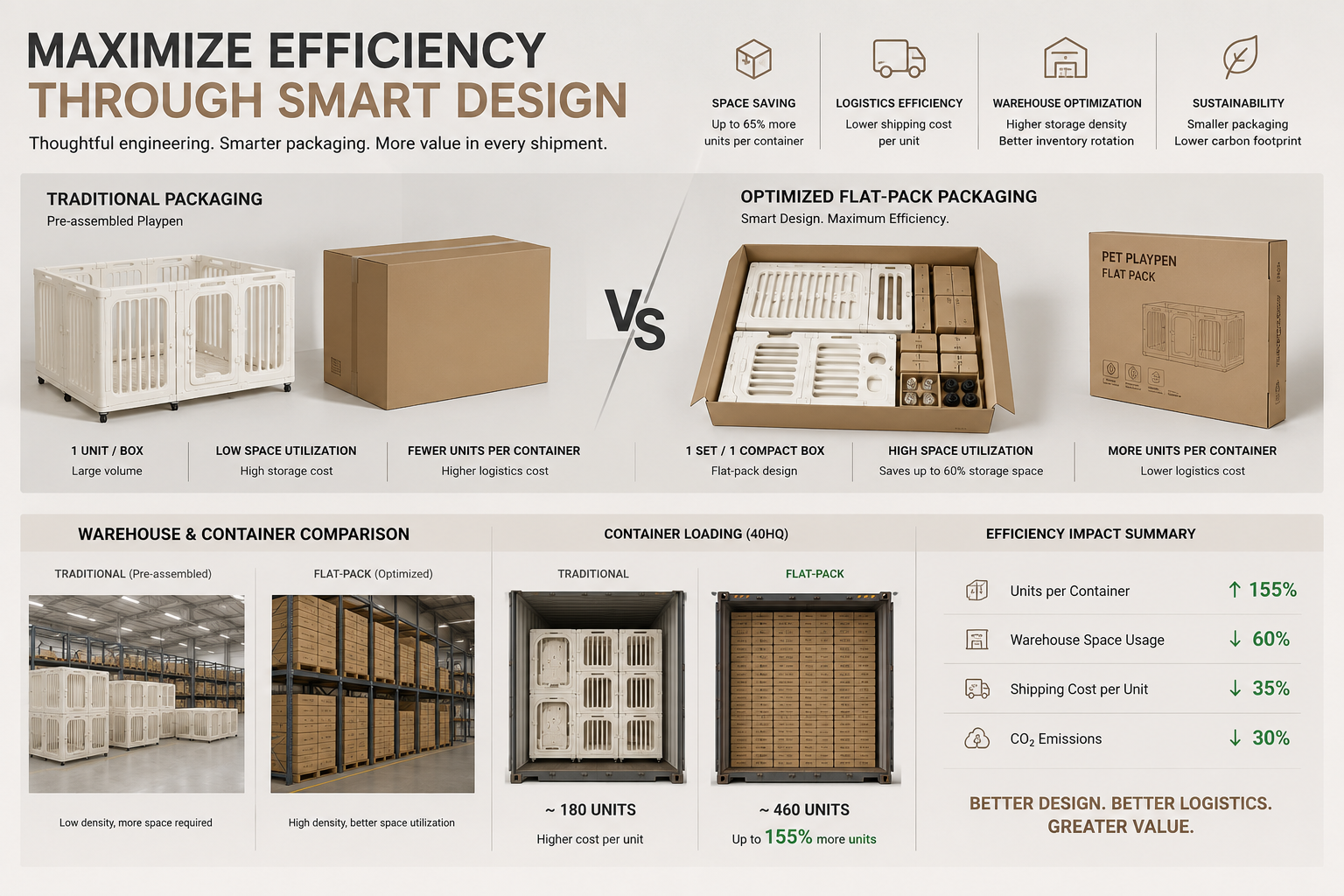 How flat-pack thinking supports premium products.