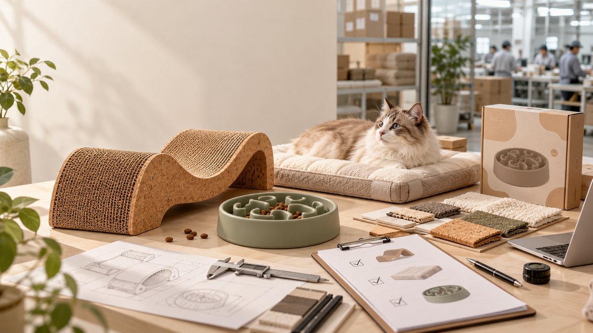 Pet product development and supplier evaluation workspace for choosing a pet product manufacturer in China