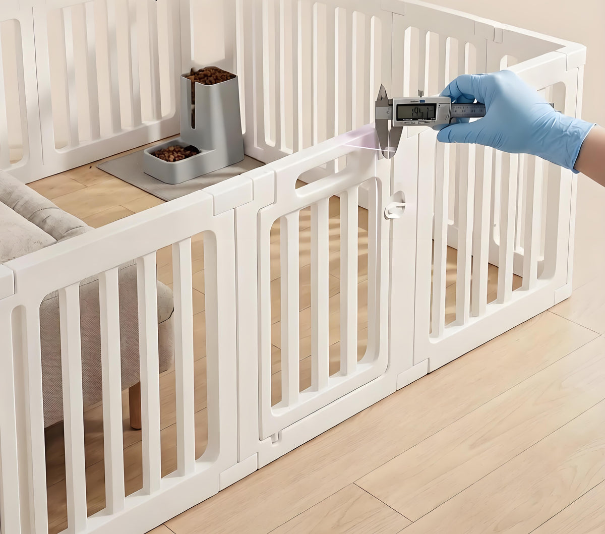 Dimensional inspection of an acrylic pet playpen component