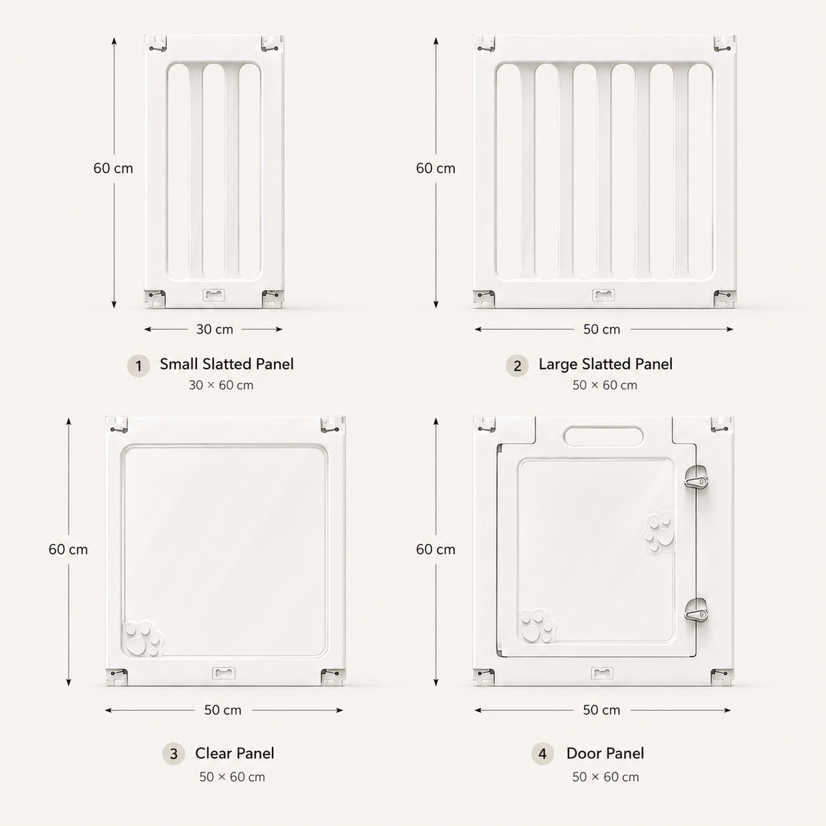 Modular acrylic enclosure panel sizes and configuration options