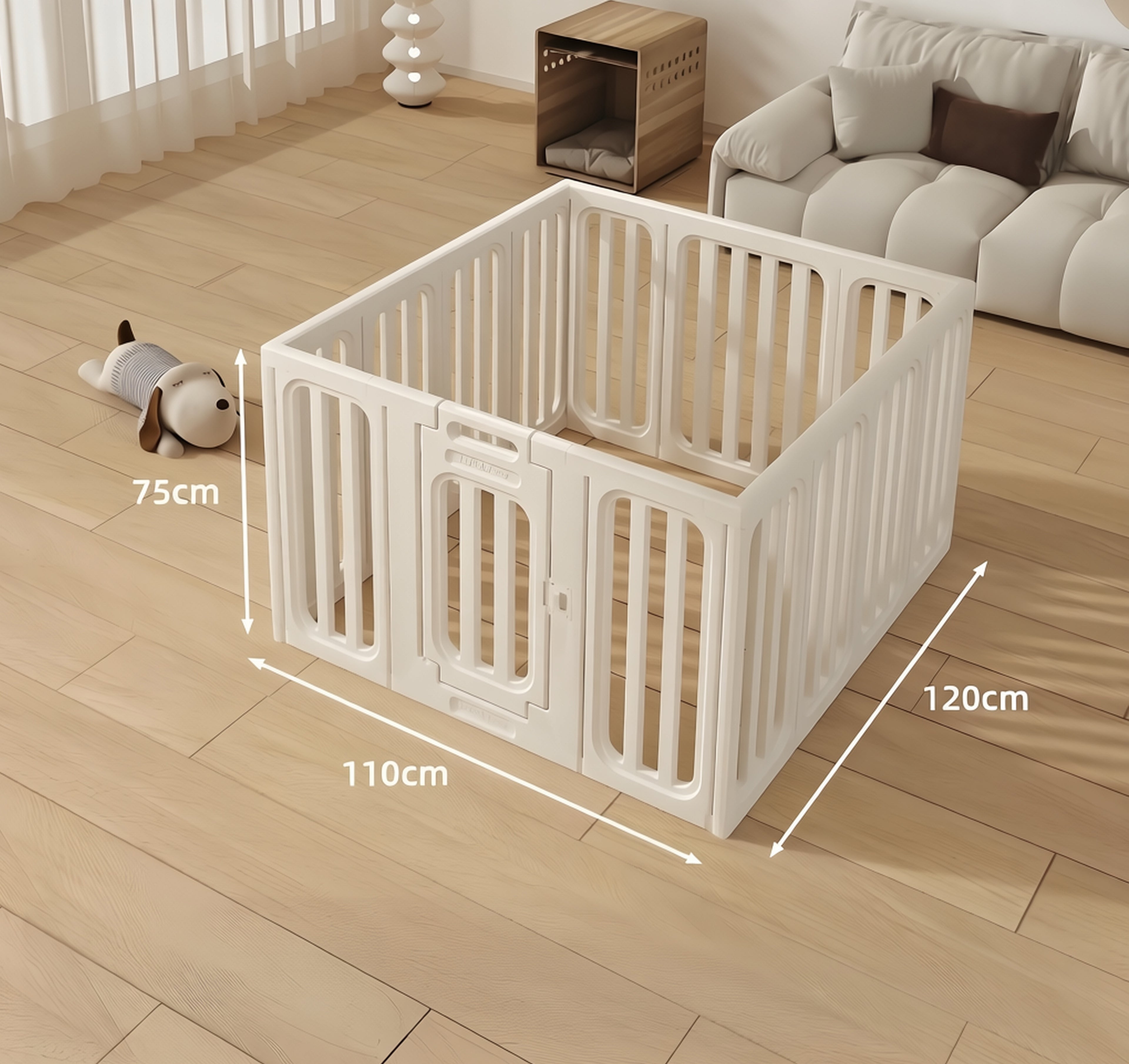 Modular Clear Acrylic Dog Playpen with Gate for Indoor Living