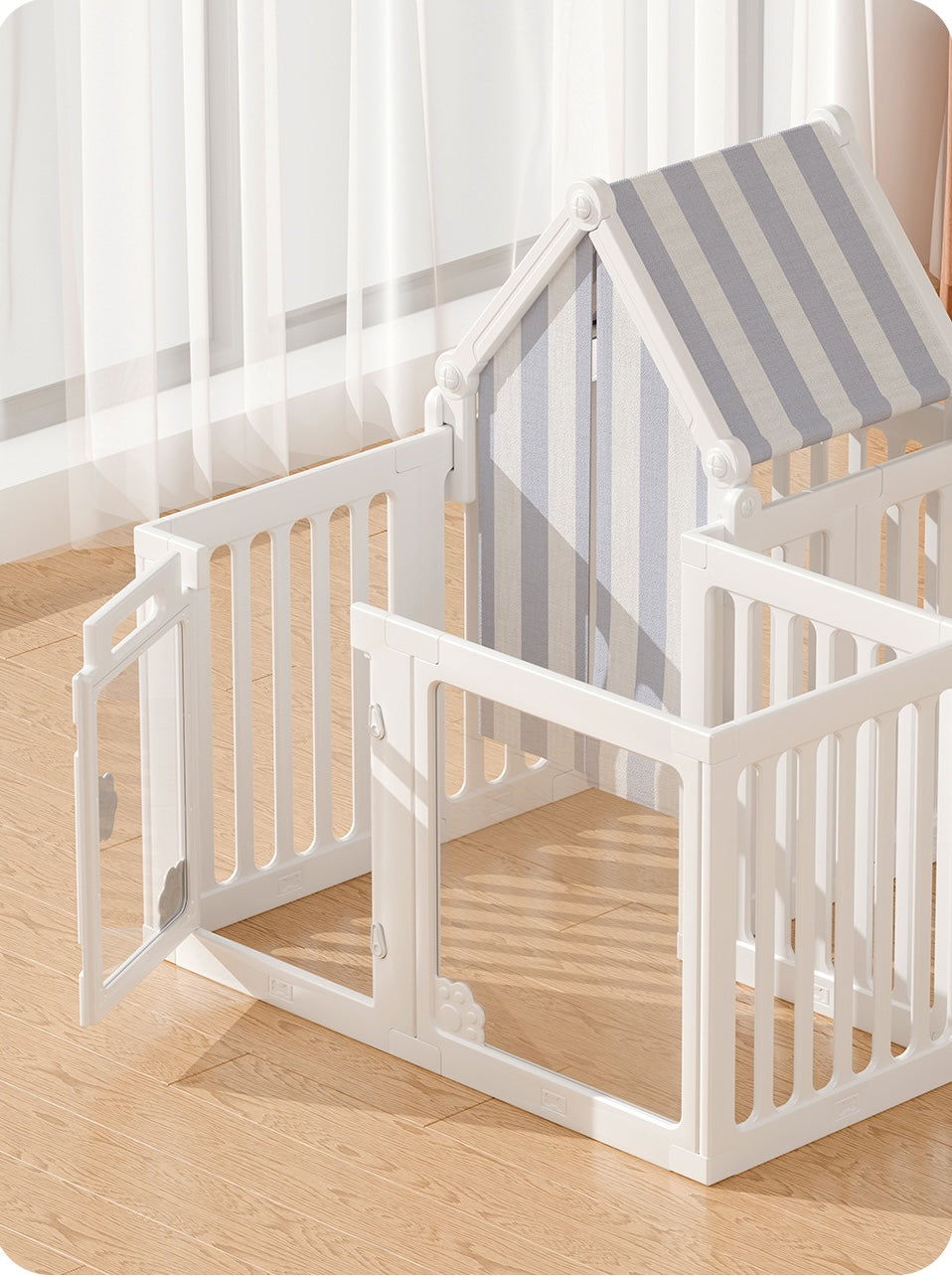 Percudi Luxury Crystal Acrylic Pet Playpen | Modern Indoor Dog Fence