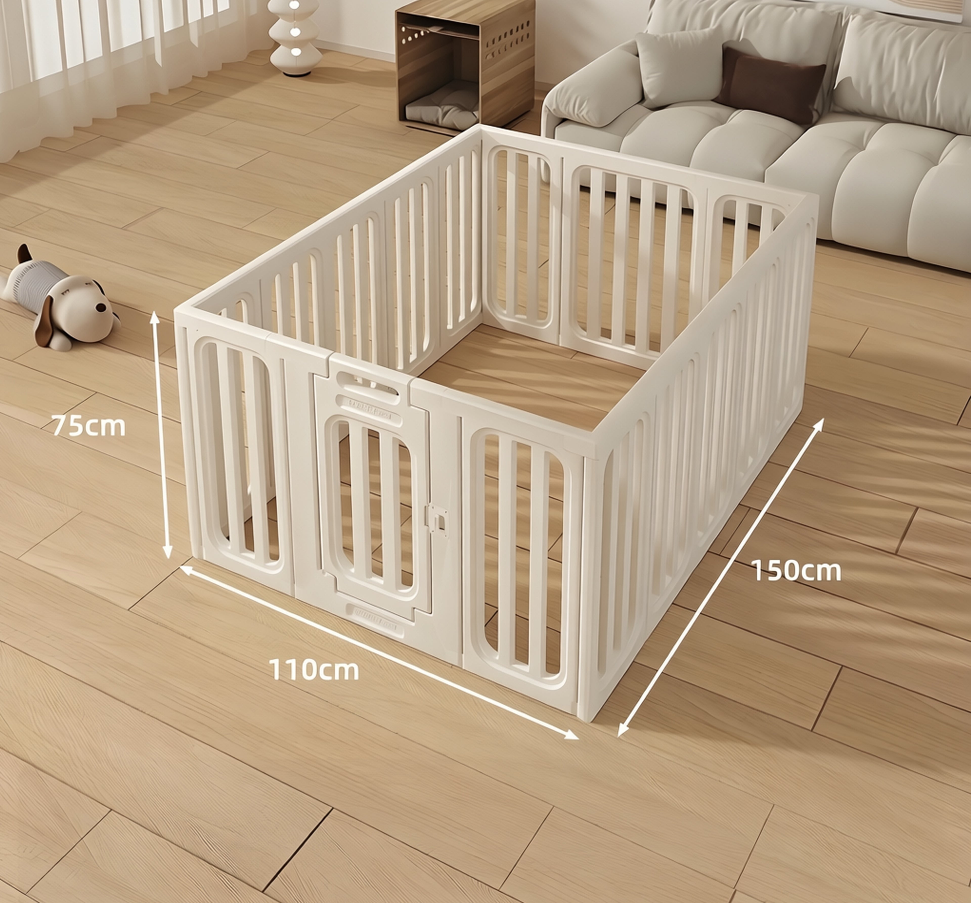 Modular Clear Acrylic Dog Playpen with Gate for Indoor Living