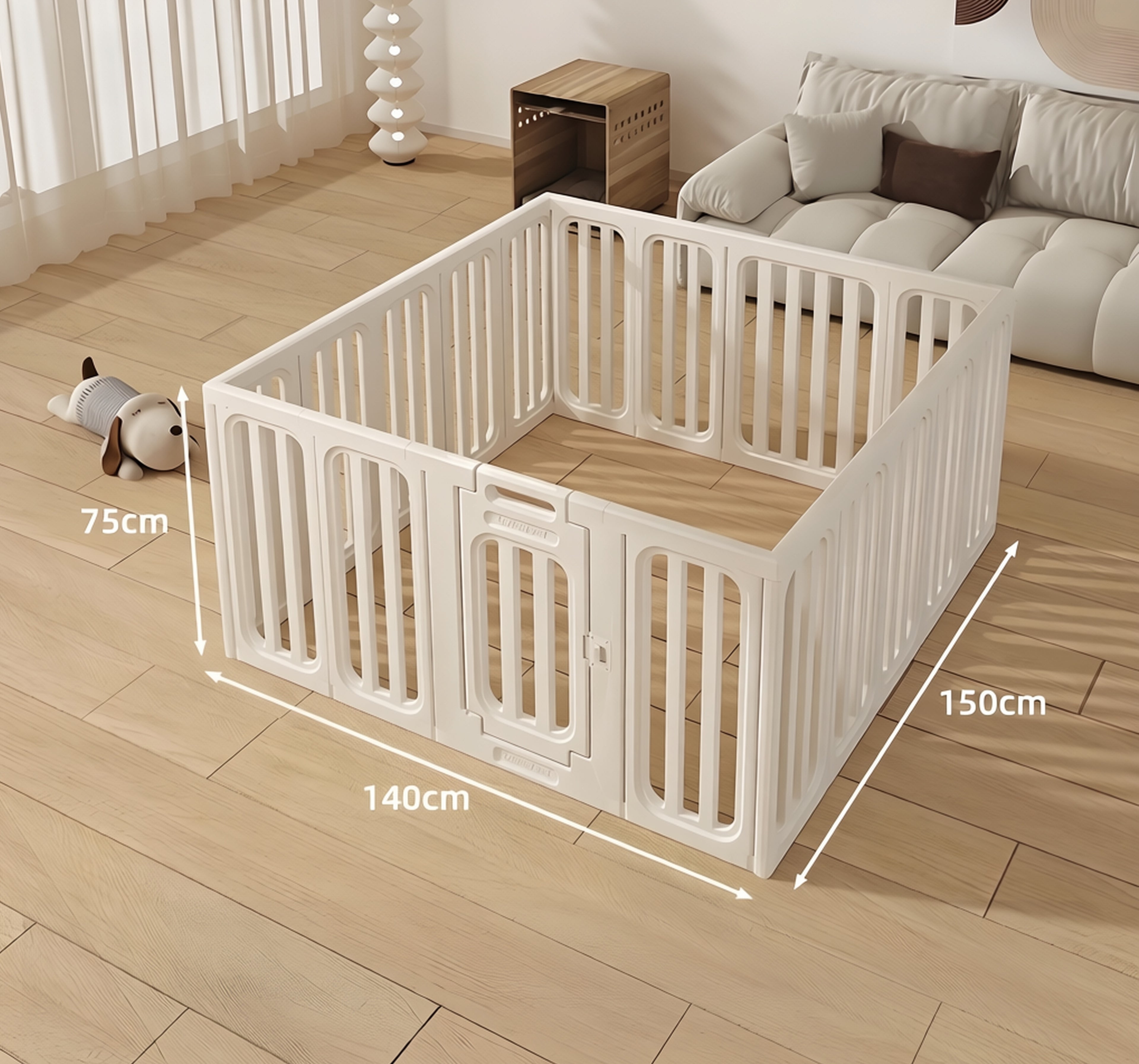 Modular Clear Acrylic Dog Playpen with Gate for Indoor Living