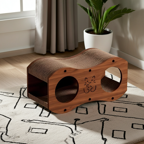 2-in-1 Cat Tunnel & Scratching Lounge