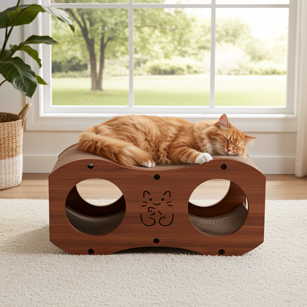 2-in-1 Cat Tunnel & Scratching Lounge