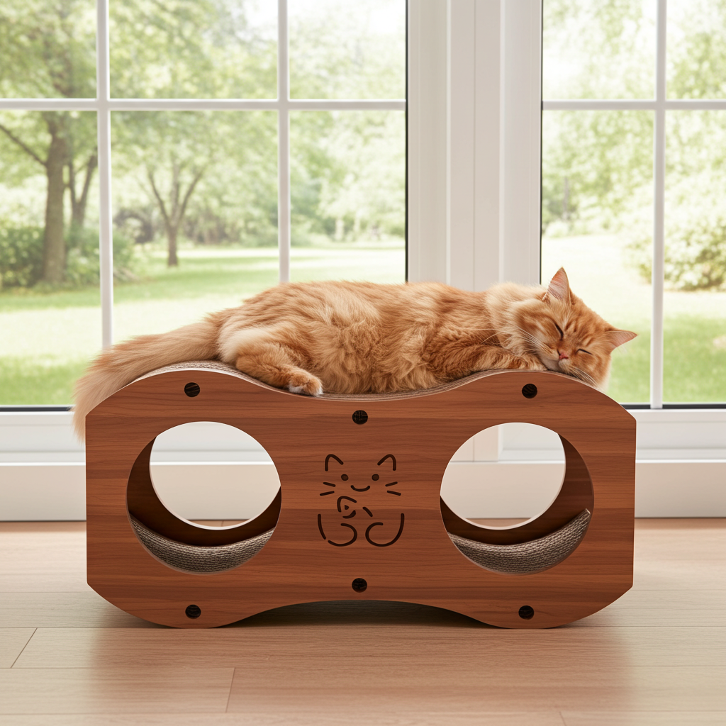 2-in-1 Cat Tunnel & Scratching Lounge