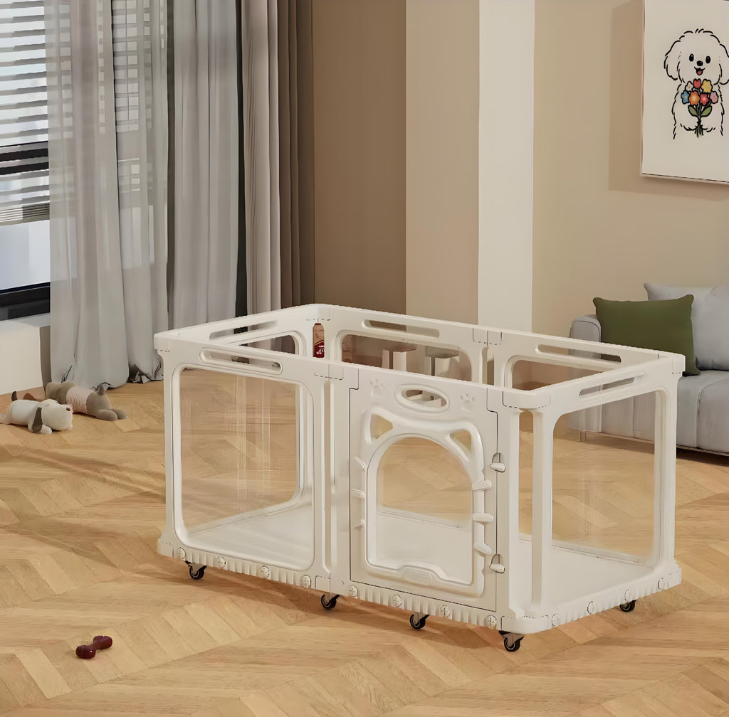 Rolling Clear Dog Fence with Wheels