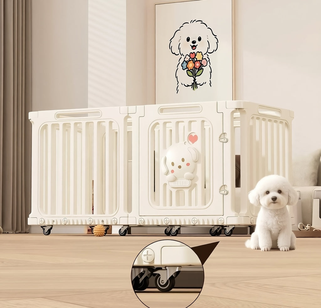 Rolling Pet Playpen with Cute Dog Badge