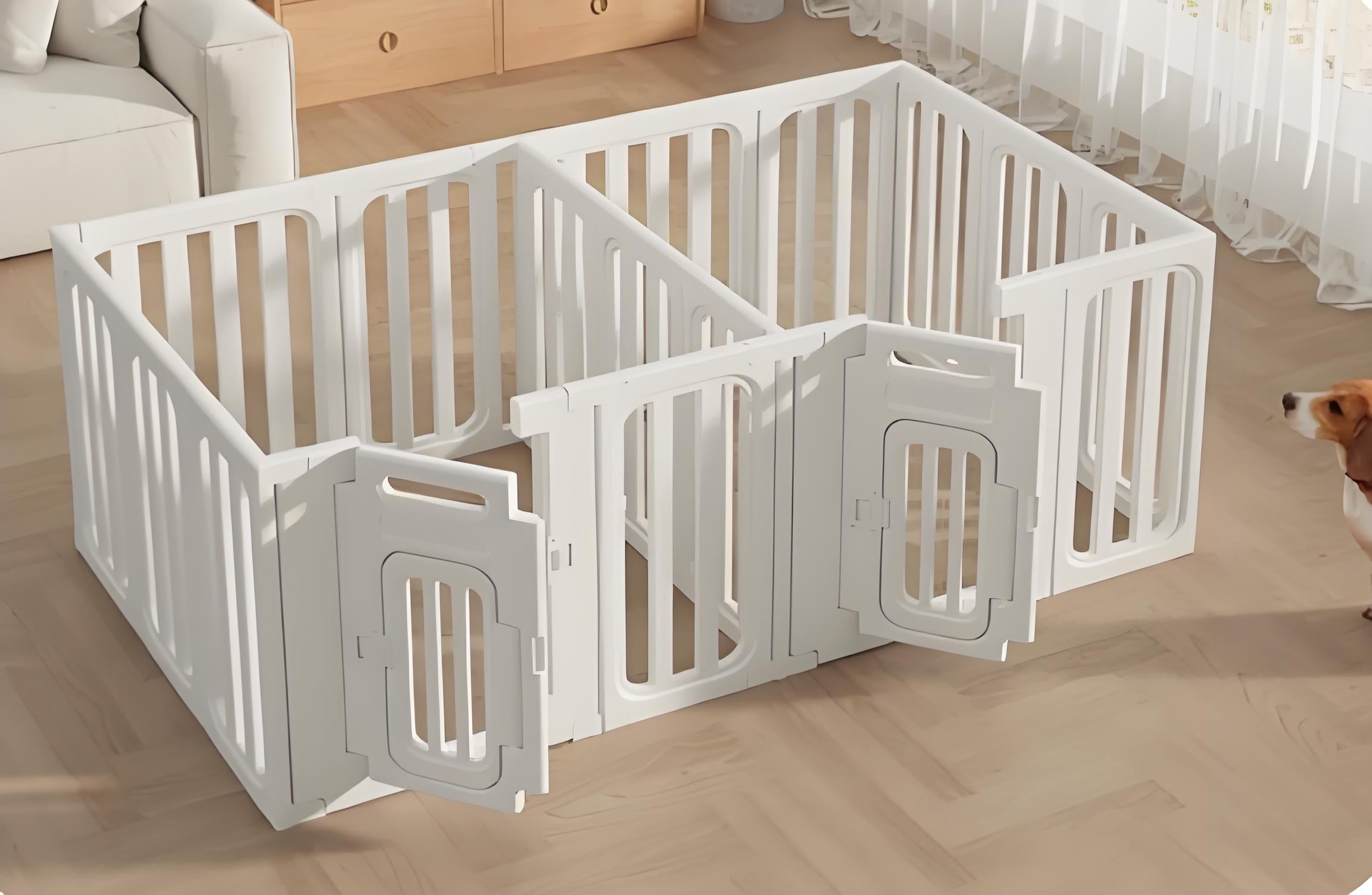 Modular Acrylic Pet Playpen with Door | 60cm High Clear Double-Room Dog Fence