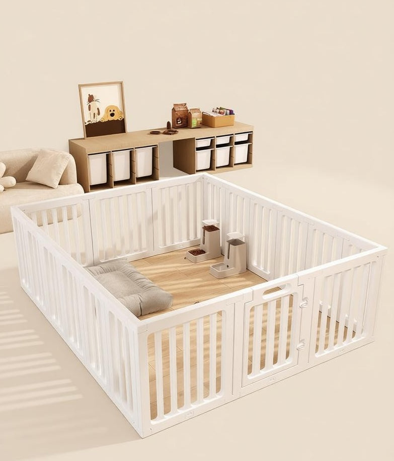 Modular Clear Acrylic Dog Playpen with Gate for Indoor Living