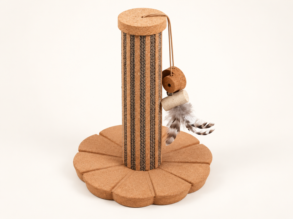 Natural Cork Flower-Base Cat Scratching Post