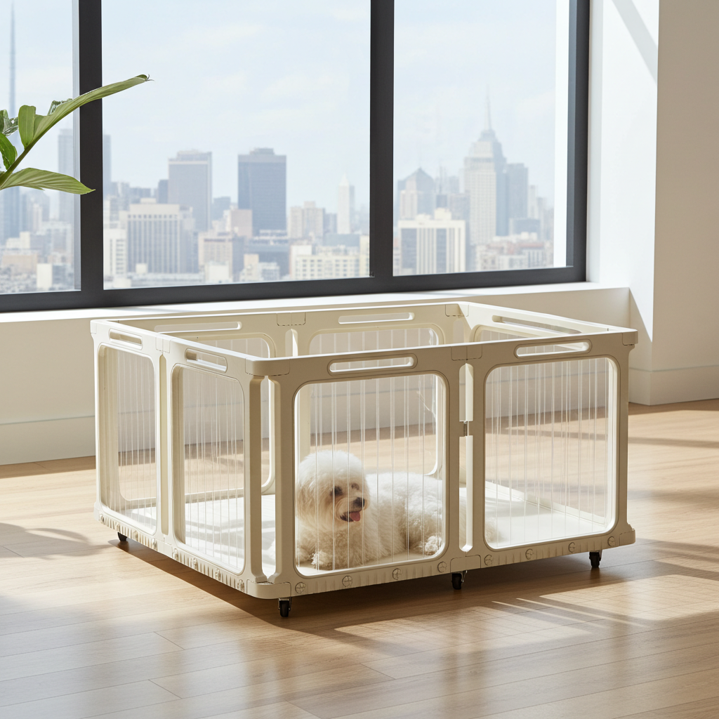 Rolling Clear Dog Fence with Wheels