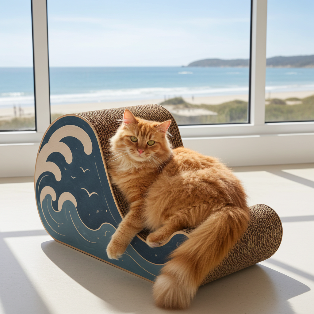 Made with high-density corrugated Ocean Wave Corrugated Cat Scratcher