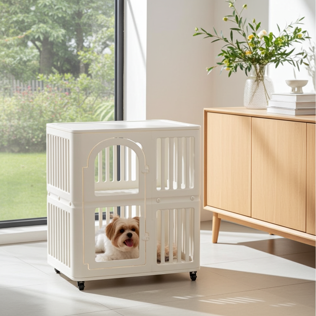 Minimalist Premium Single-Tier Pet Crate | Luxury Acrylic & HDPE Eco-Cage