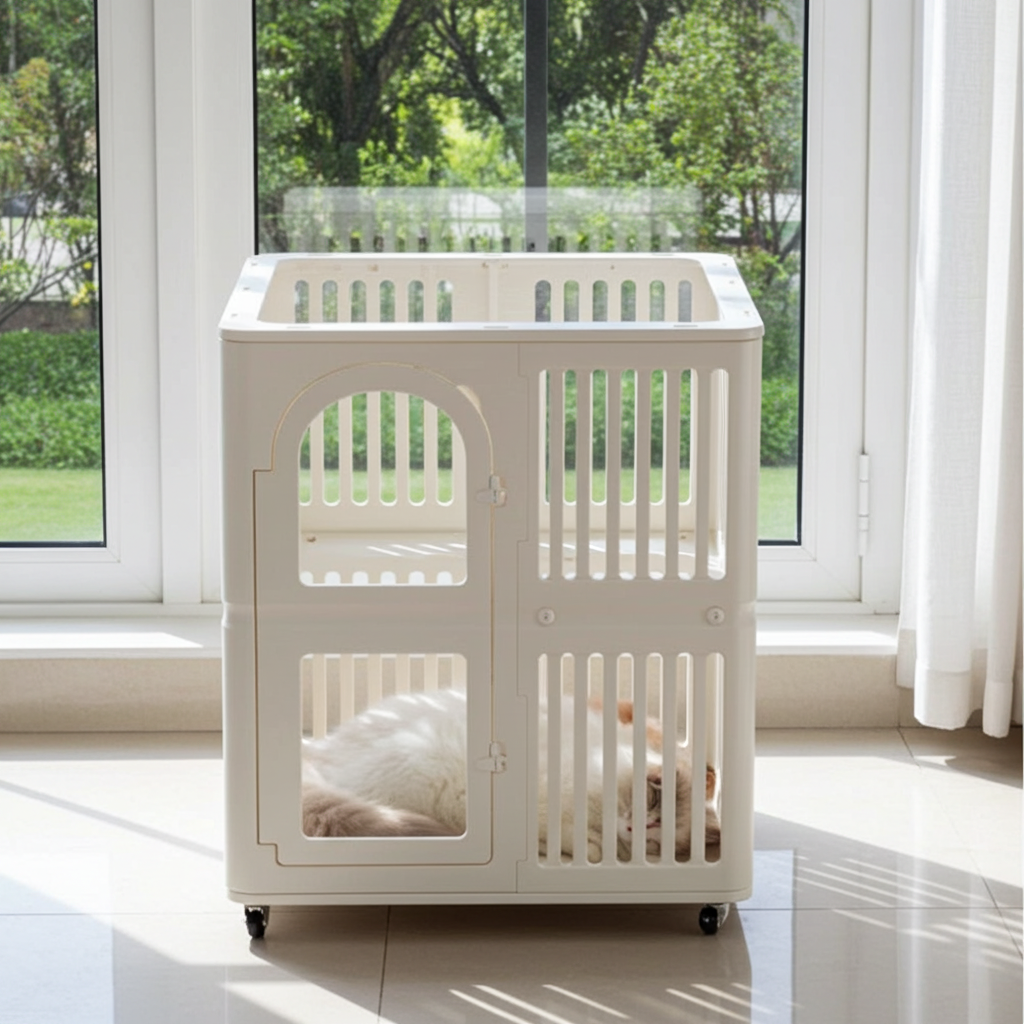 Minimalist Premium Single-Tier Pet Crate | Luxury Acrylic & HDPE Eco-Cage