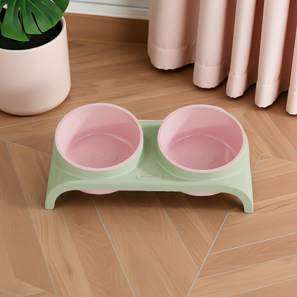 Double Pet Bowl – Eco-friendly PP Food & Water Feeder （Basic Version）