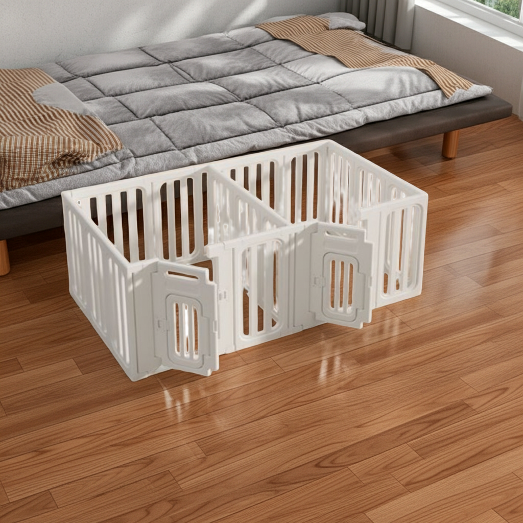 Modular Acrylic Pet Playpen with Door | 60cm High Clear Double-Room Dog Fence