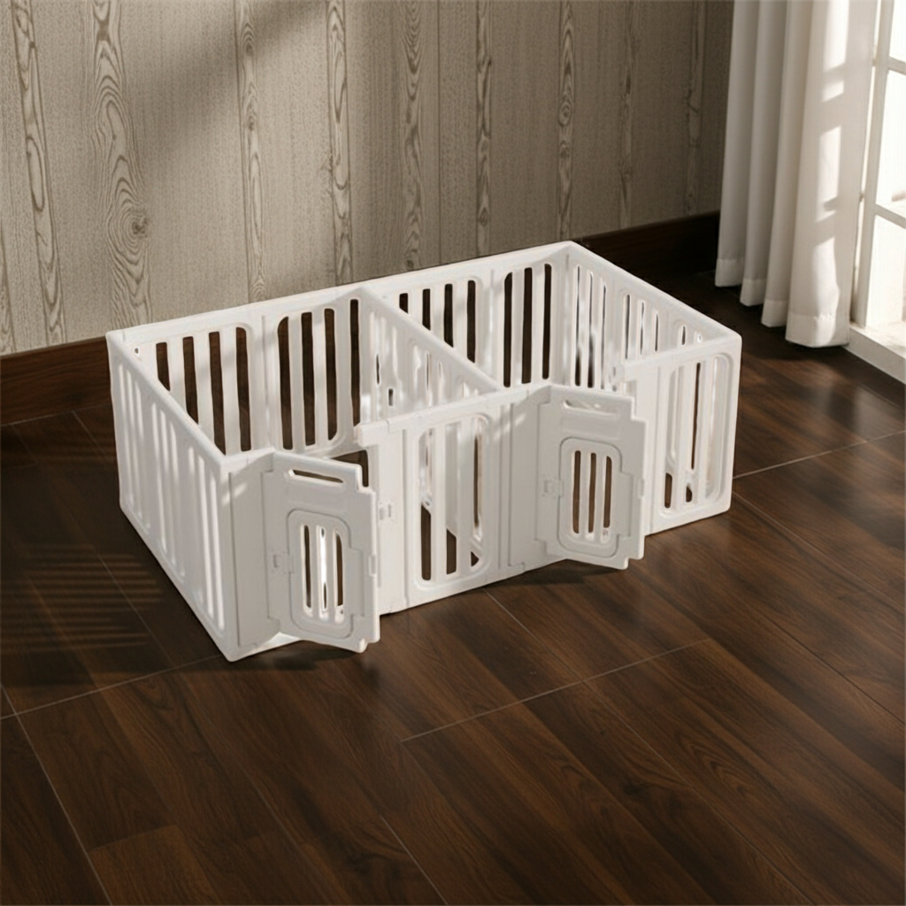 Modular Acrylic Pet Playpen with Door | 60cm High Clear Double-Room Dog Fence
