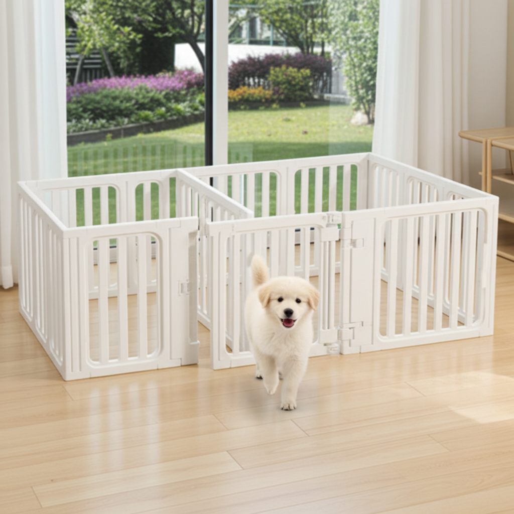 Modular Acrylic Pet Playpen with Door | 60cm High Clear Double-Room Dog Fence