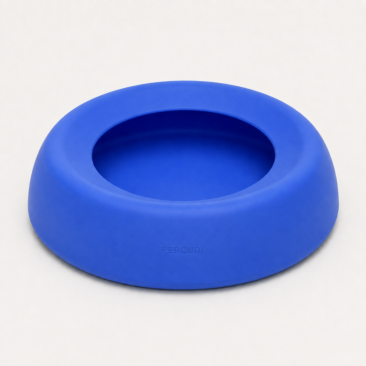 Blue spill-resistant silicone travel water bowl for dogs