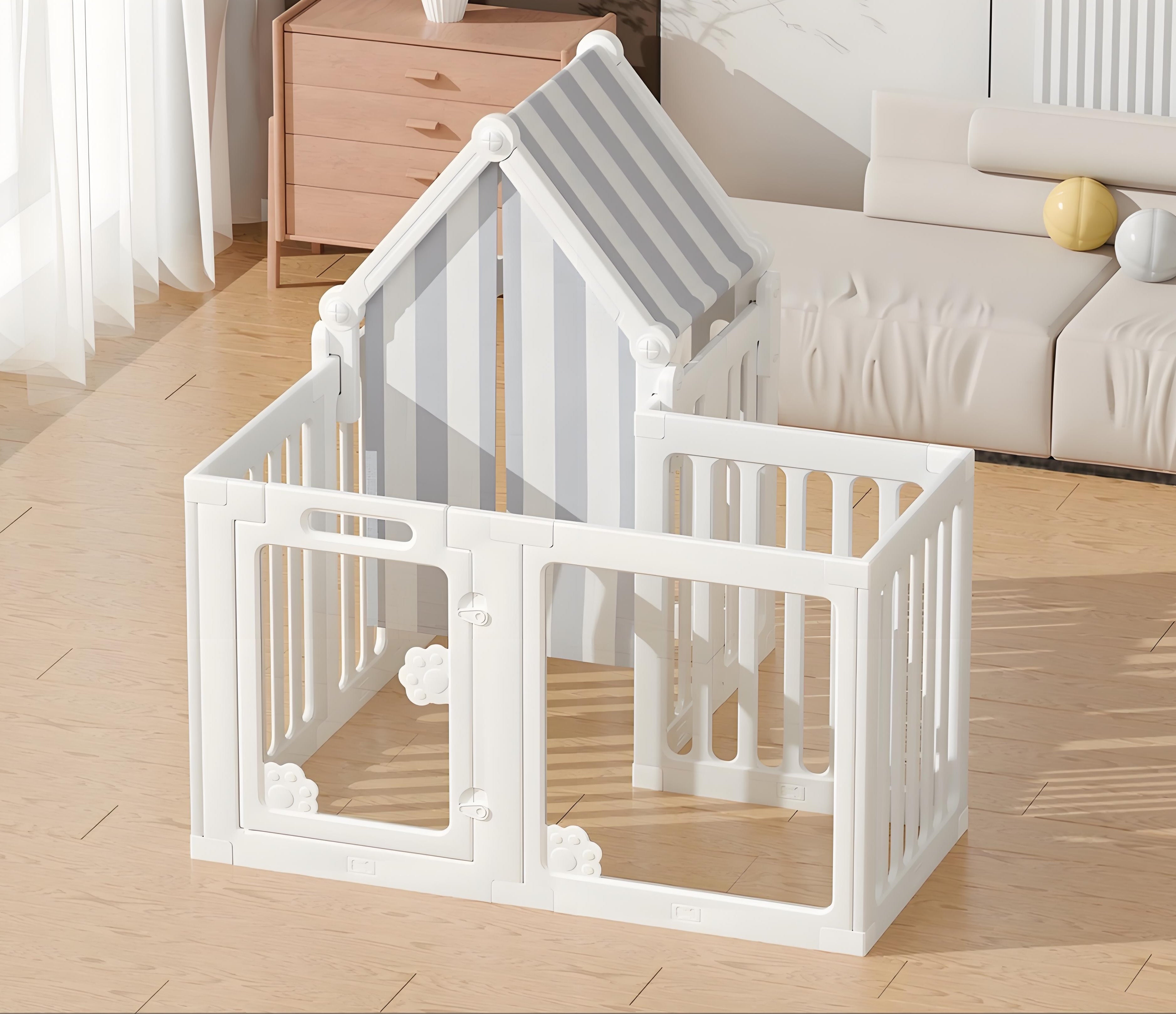 Percudi Luxury Crystal Acrylic Pet Playpen | Modern Indoor Dog Fence