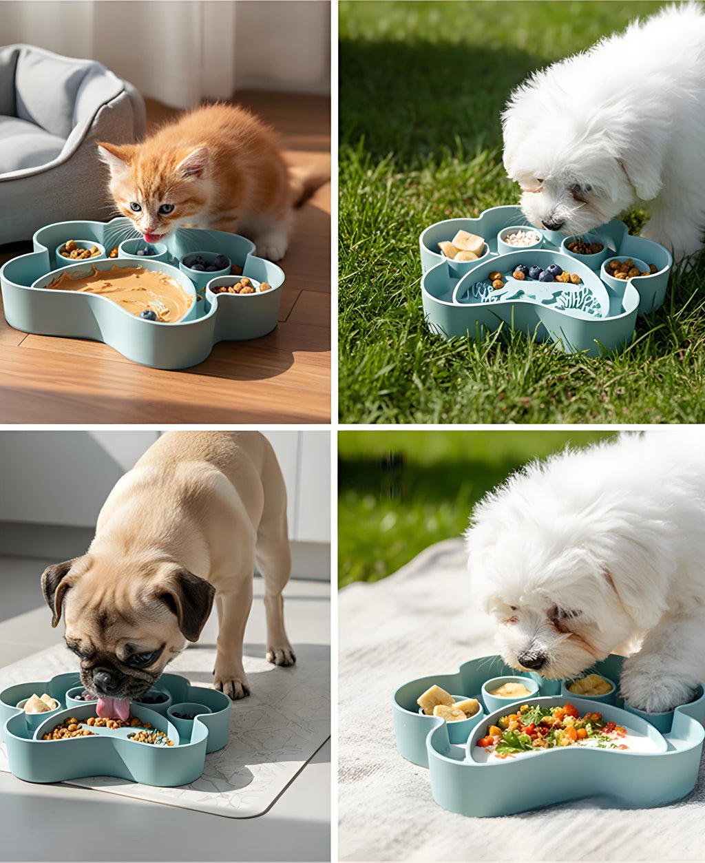 Food-Grade Silicone Multi-Compartment Pet Slow Feeder