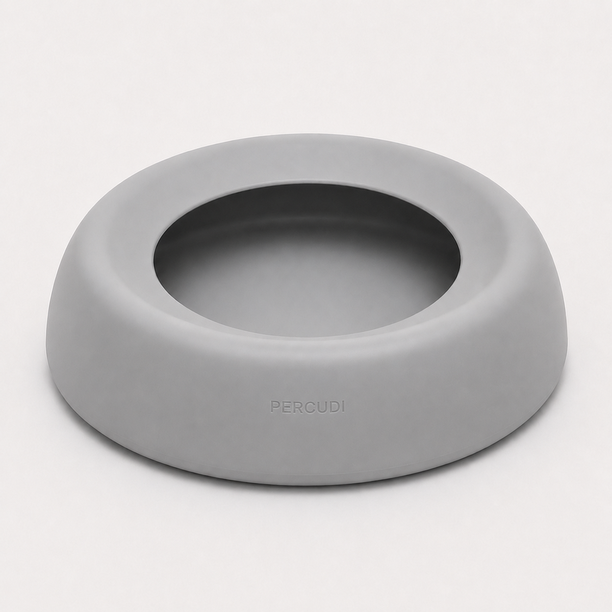 Gray spill-resistant silicone travel water bowl for dogs