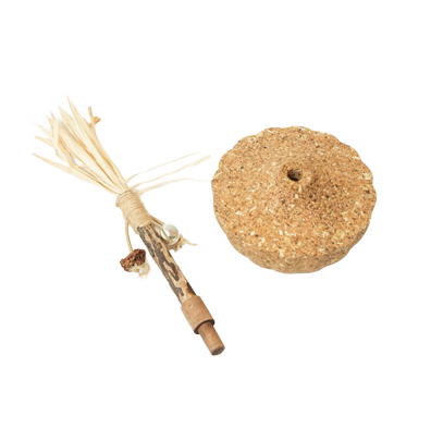 Natural cork replaceable insert tumbler cat toy with feather attachment