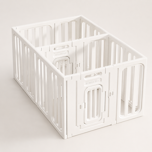 Percudi 75 cm tall HDPE dual-zone modular pet playpen on warm white background