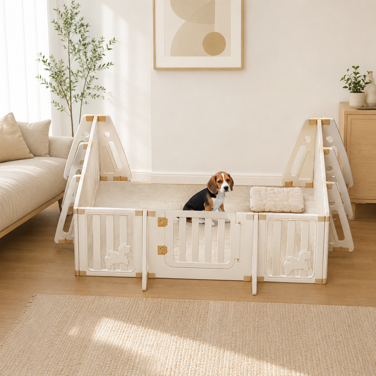 Small Beagle puppy in Percudi Angel Horse pet zone