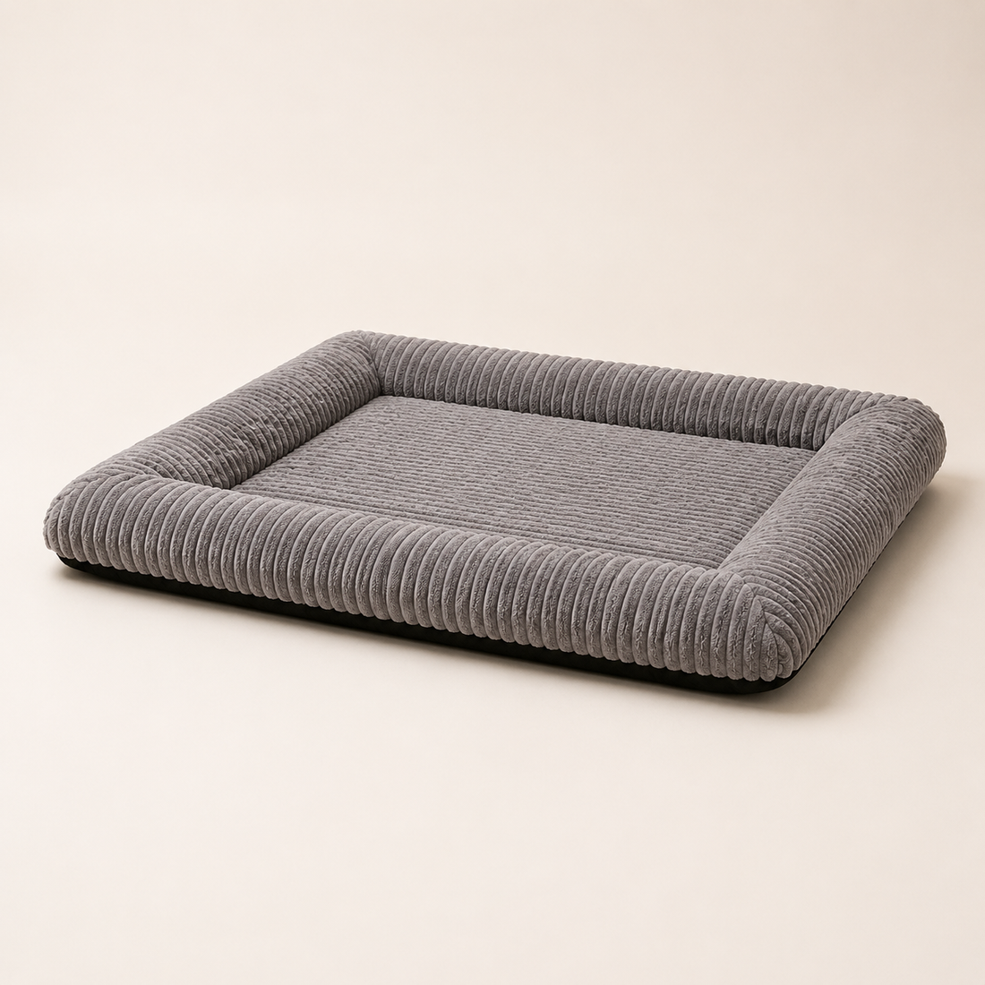 Percudi gray corduroy bolster crate bed