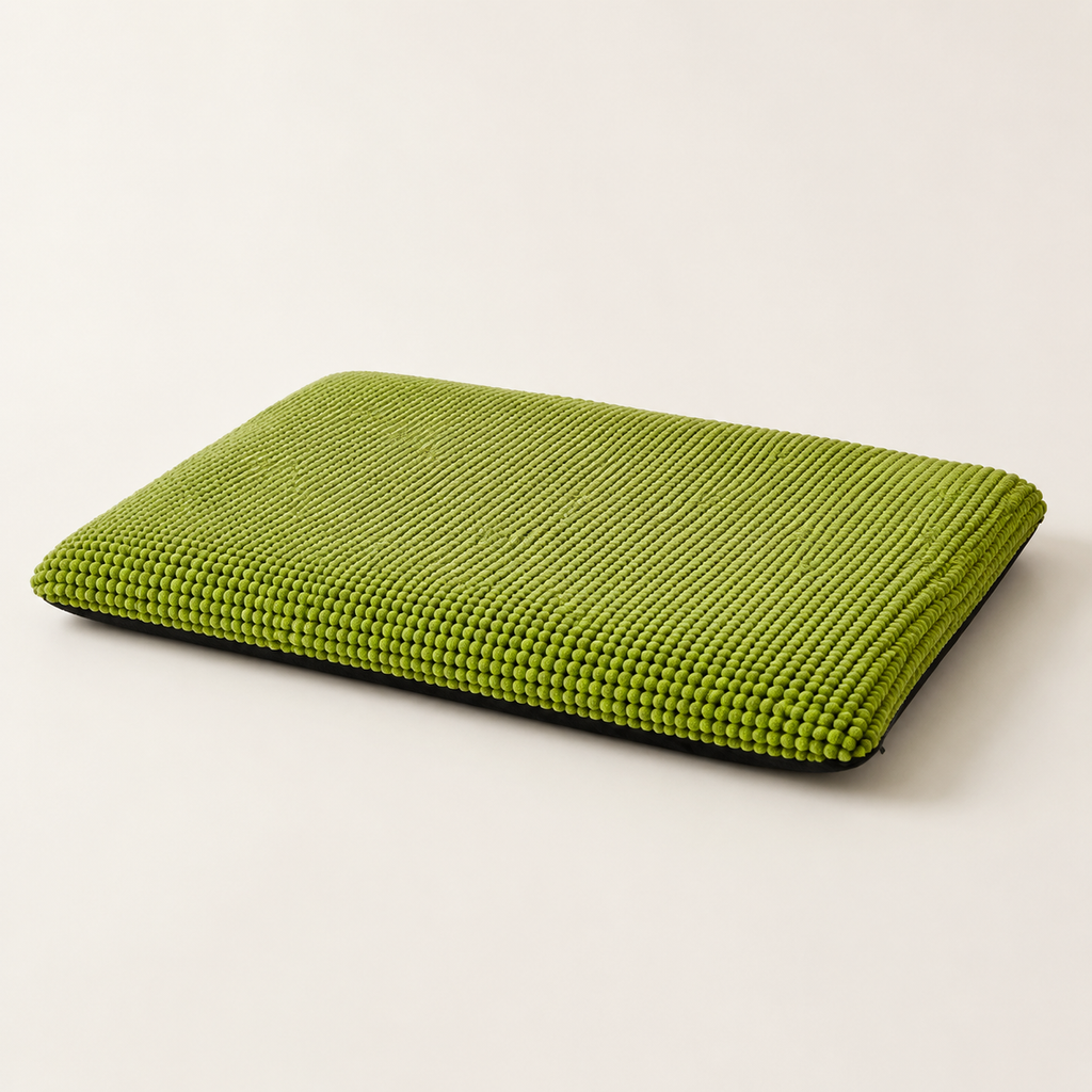 Percudi green nubby removable-cover pet mat