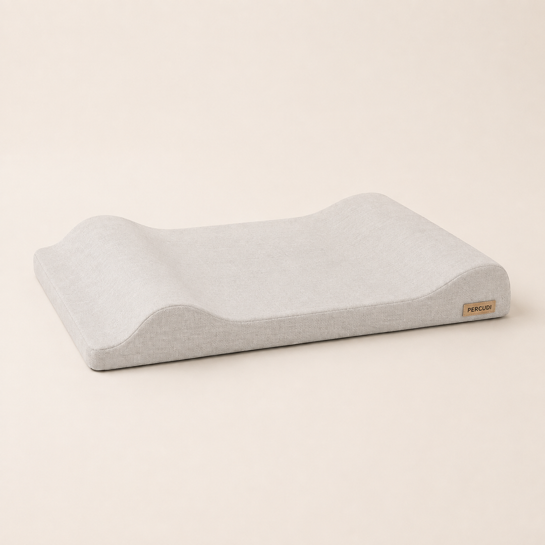 Light gray linen-blend air-fiber pet mat with a sculpted resting surface
