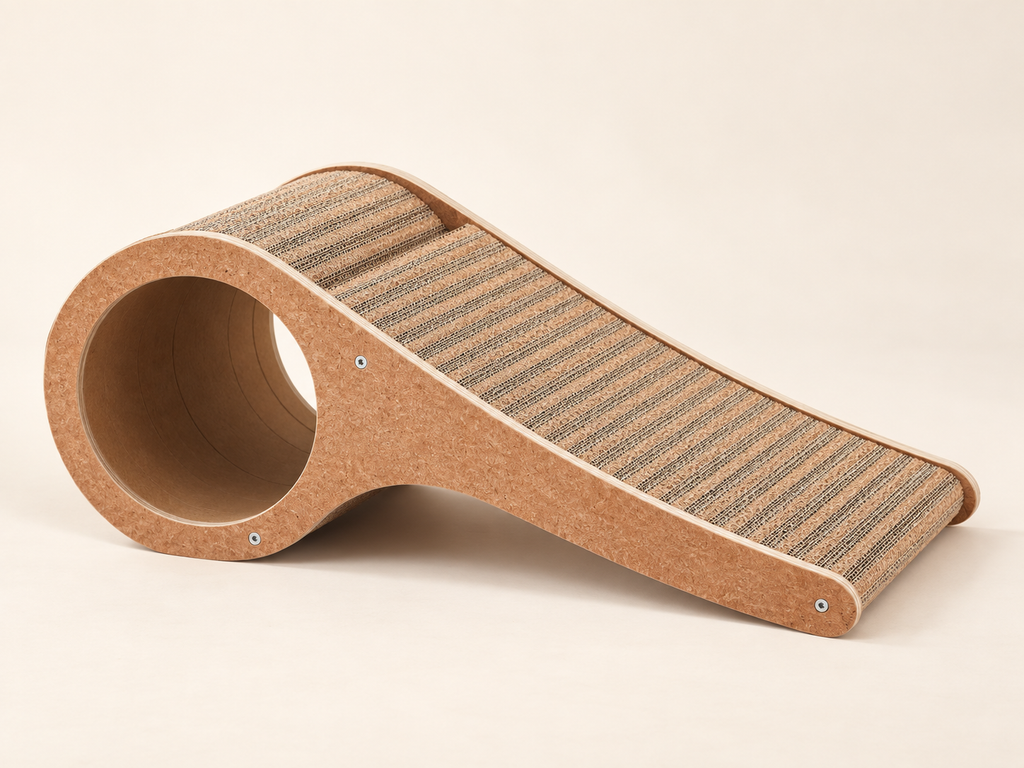 Natural cork tunnel incline cat scratcher and lounger