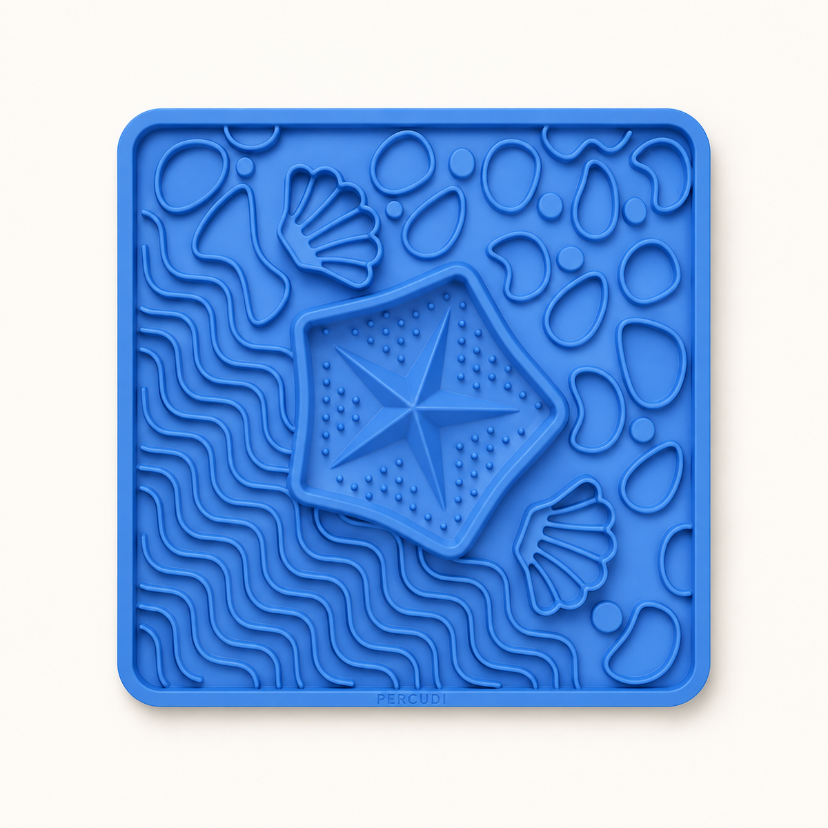 Blue PERCUDI ocean maze silicone lick mat for dogs