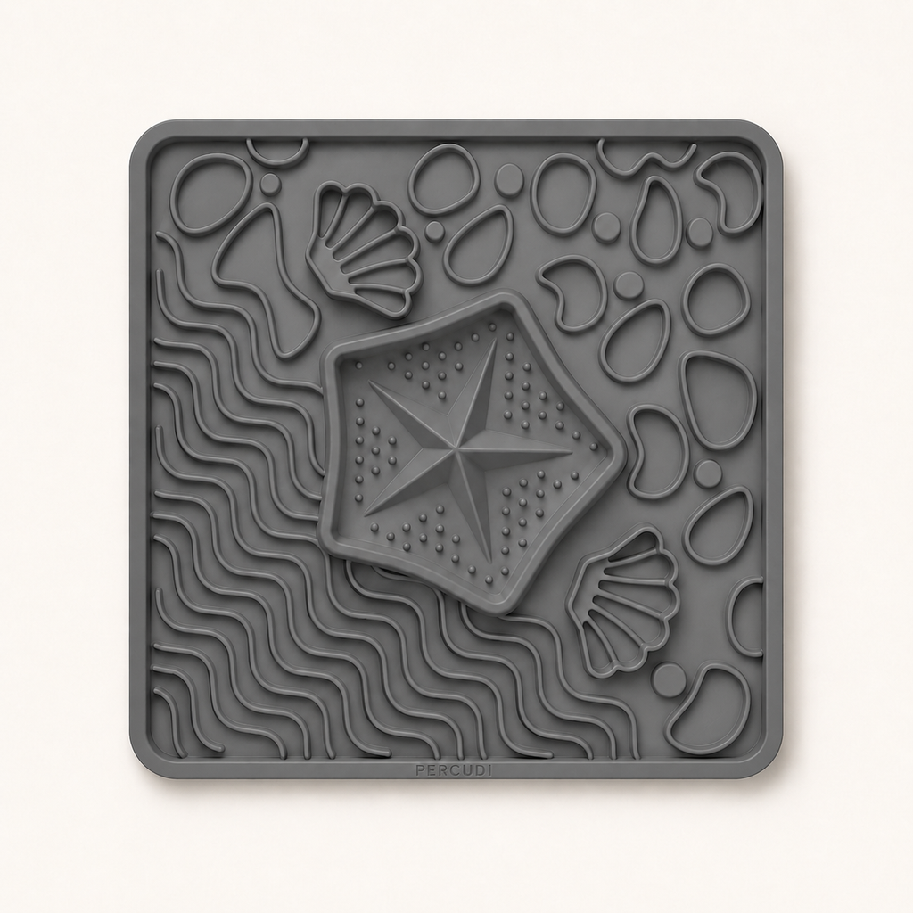 Gray PERCUDI ocean maze silicone lick mat for dogs