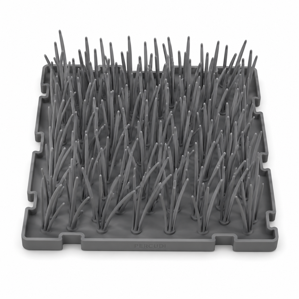 Gray Percudi food-grade silicone grass snuffle mat tile