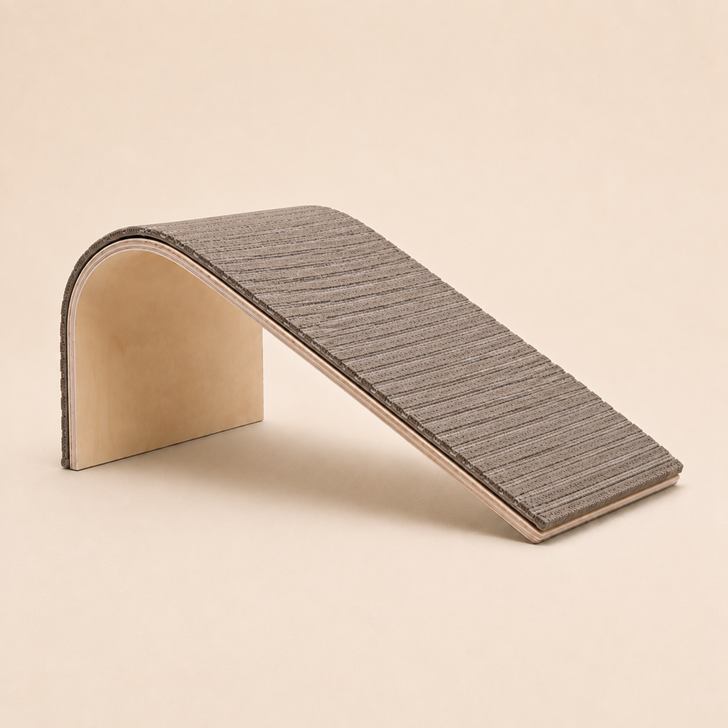 Taupe gray cork wave cat scratcher and lounger
