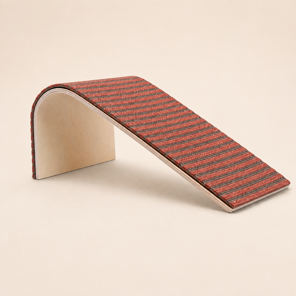 Terracotta striped cork wave cat scratcher and lounger