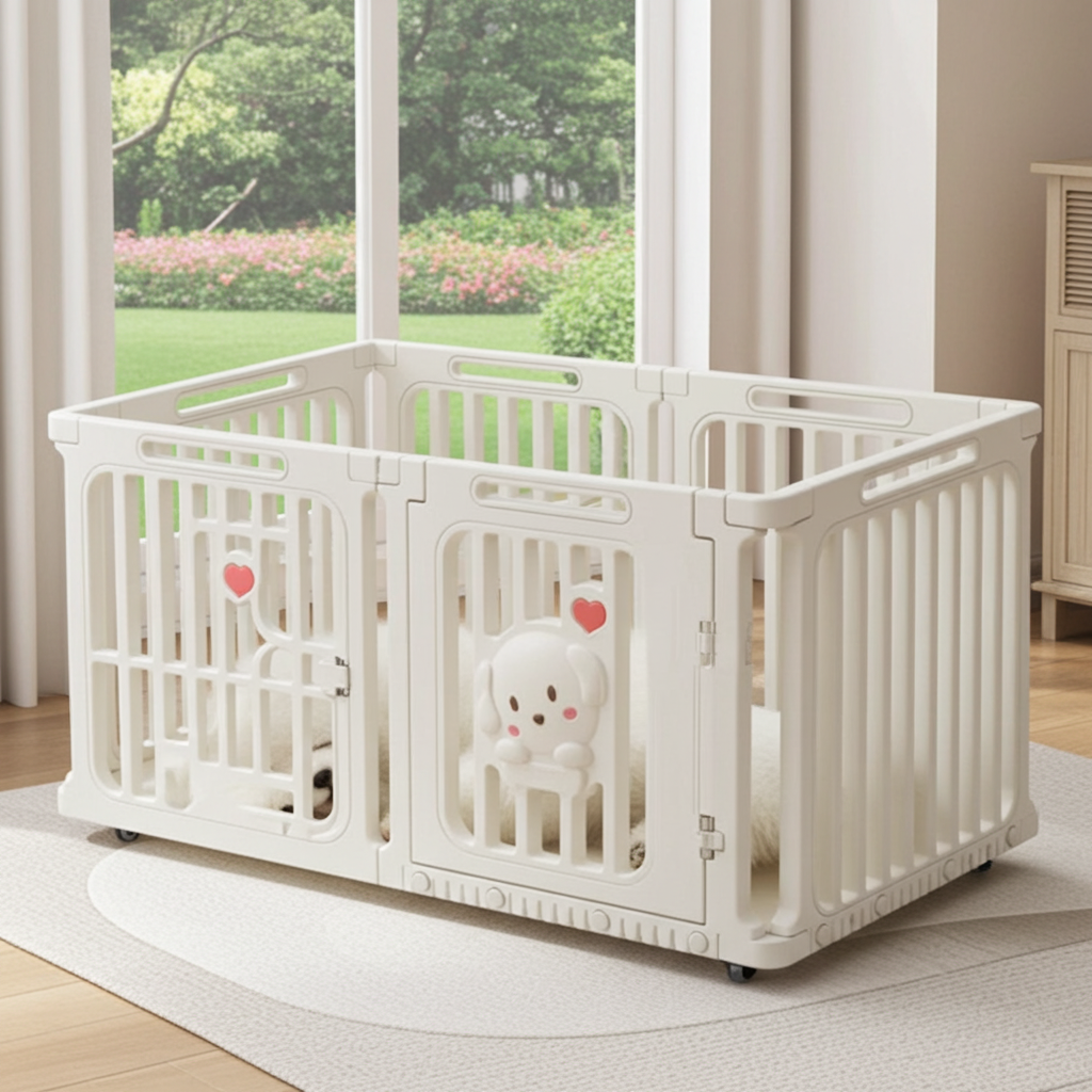 Rolling Pet Playpen with Cute Dog Badge