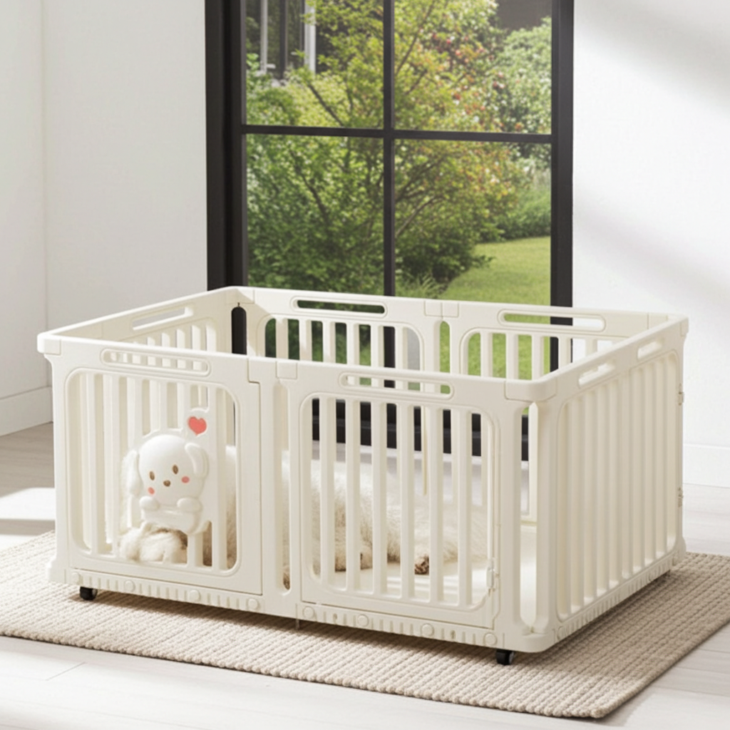 Rolling Pet Playpen with Cute Dog Badge