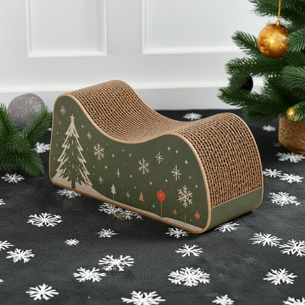 Holiday Christmas Corrugated Cat Scratcher