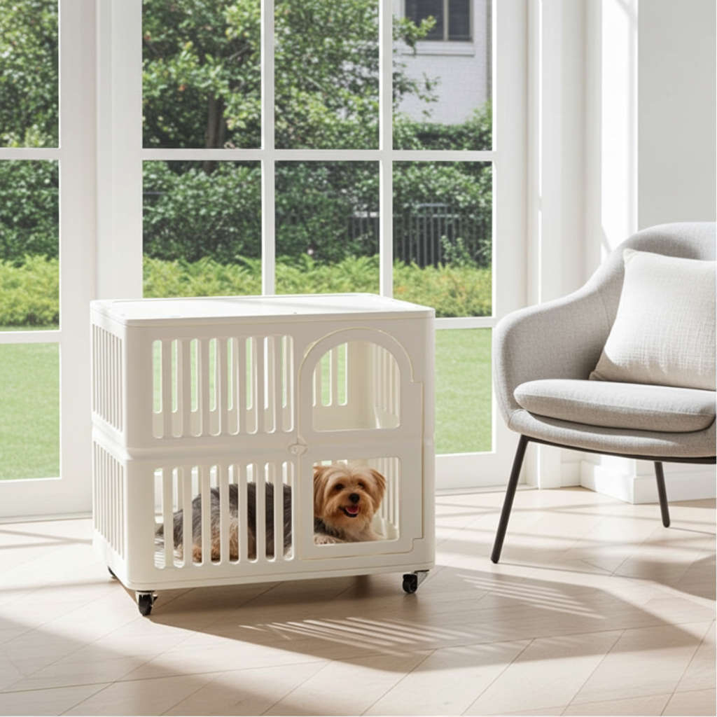 Minimalist Premium Single-Tier Pet Crate | Luxury Acrylic & HDPE Eco-Cage