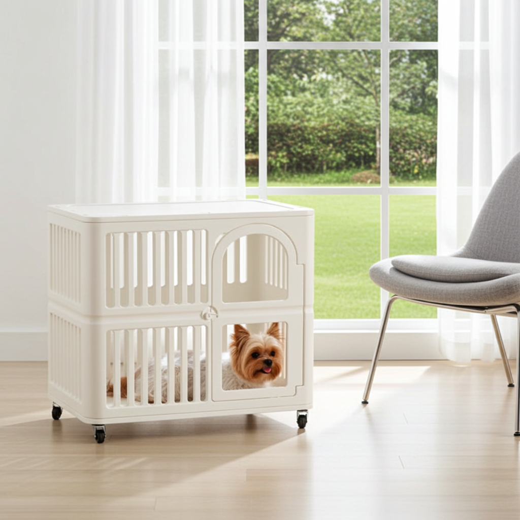 Minimalist Premium Single-Tier Pet Crate | Luxury Acrylic & HDPE Eco-Cage