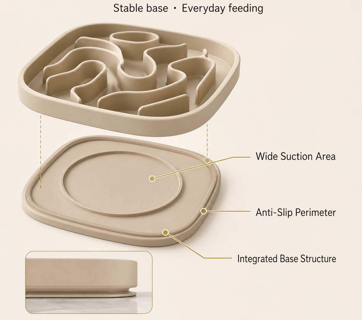 Pet using a silicone slow feeder during a calm everyday feeding routine